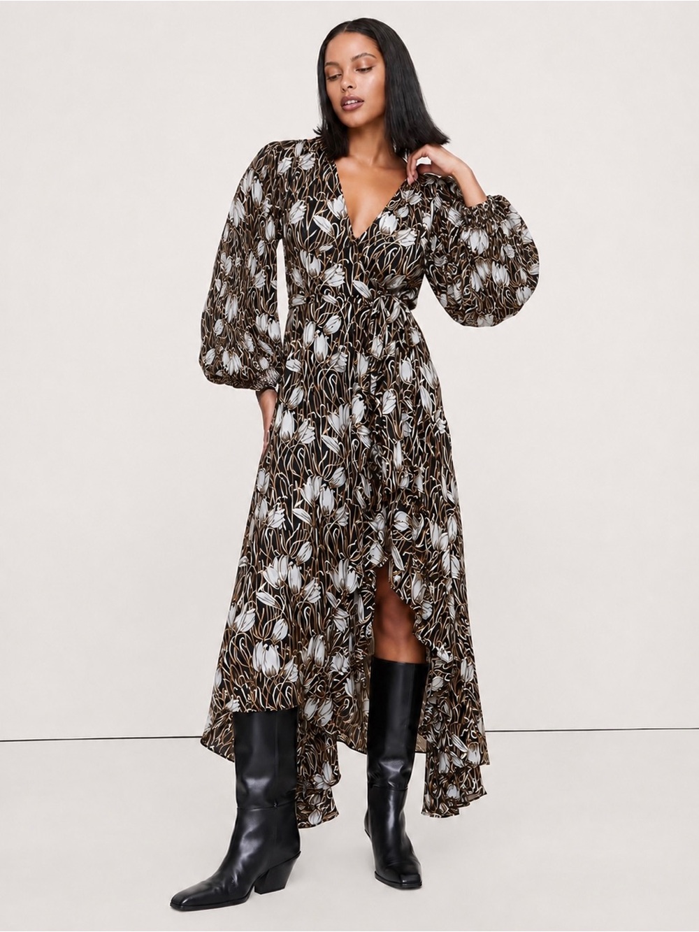 Banana Republic | Women’s Fiori Ruffle Wrap Floral Maxi Dress ~ M